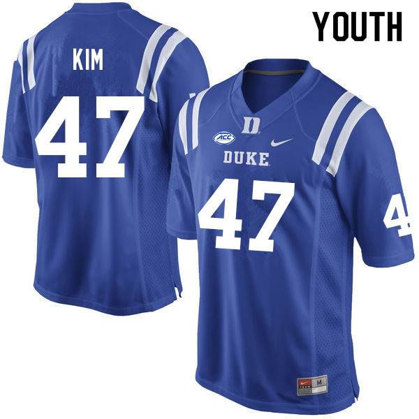 Youth #47 Calvin Kim Duke Blue Devils College Football Jerseys Sale-Blue - Click Image to Close